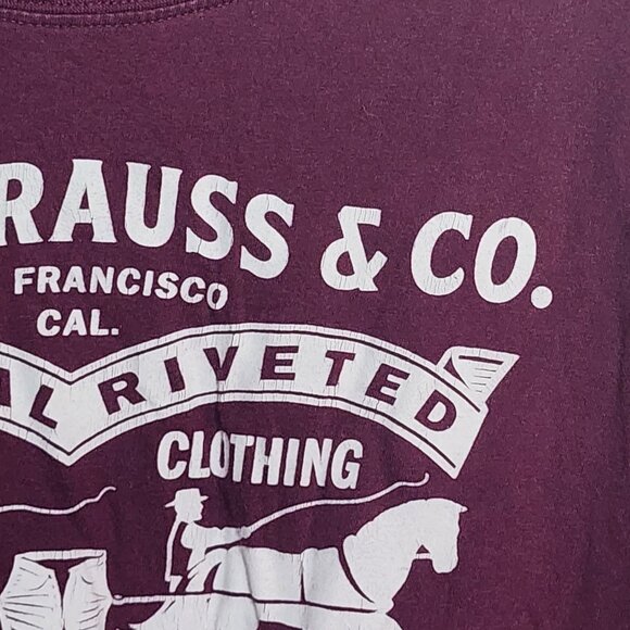 Levi Strauss & Co. Maroon Cotton Short Sleeve White Logo Kids Tee Size L 16/18 - Picture 5 of 16